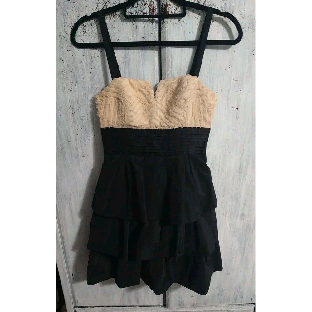 Bcbg Ruffled Mini Dress black Sz 0 Sexy Boho City Feminine Vintage